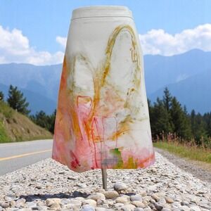 Claire Desjardins Art Skirt Size 2 A Line Midi Painterly Abstract Print White